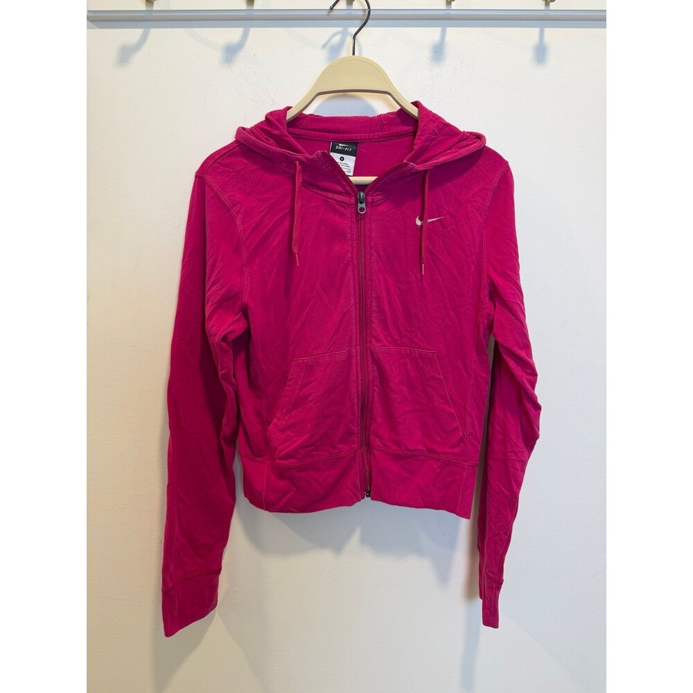 Nike Dri-FIT Women’s Full Zip Hoodie Organic Cotton Jacket Magenta Pink Size S